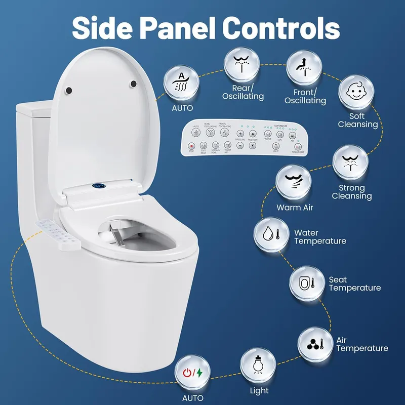 Lxlu Electric Smart Heated Toilet Seat Elongated with Instant Warm Water & Dryer
